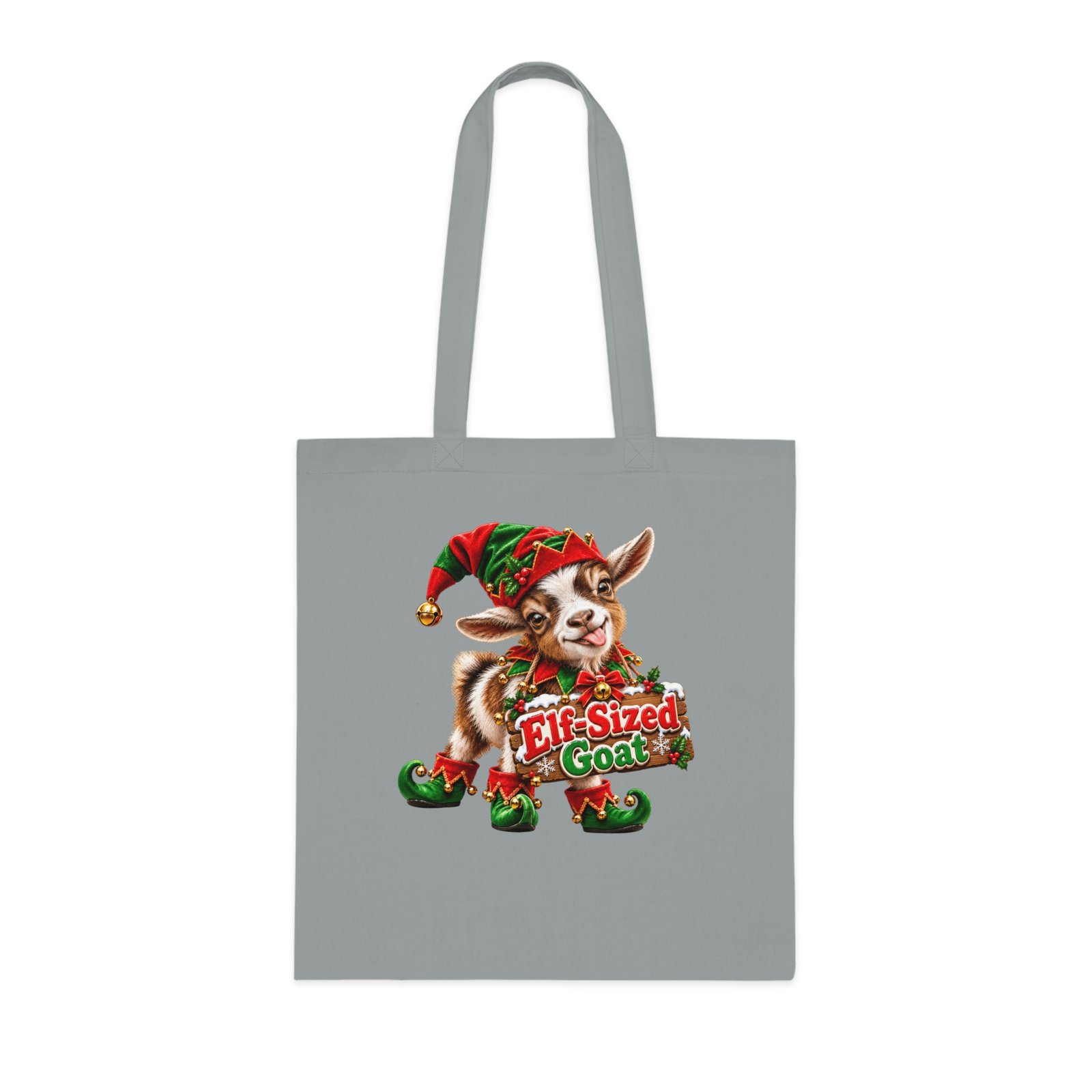 Elf-Sized Goat Tote Bag, Cute Baby Goat Christmas Bag, Goat Lover Gift, Xmas Shopping Bag, Christmas Gift Bag - Image 2