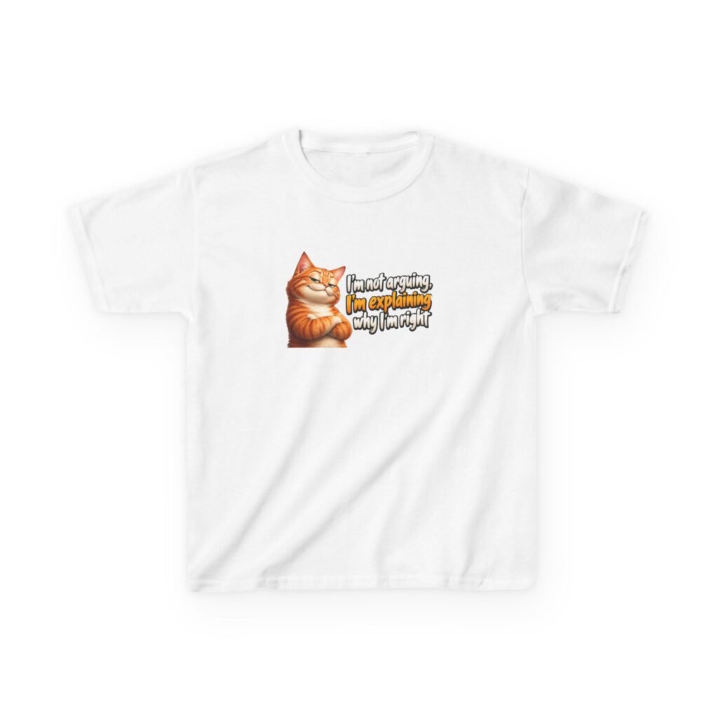 Kids I'm Not Arguing I'm Explaining Why I'm Right T-Shirt, Funny Cat Shirt, Ginger Cat Kids Tee, Cat Lover Gift