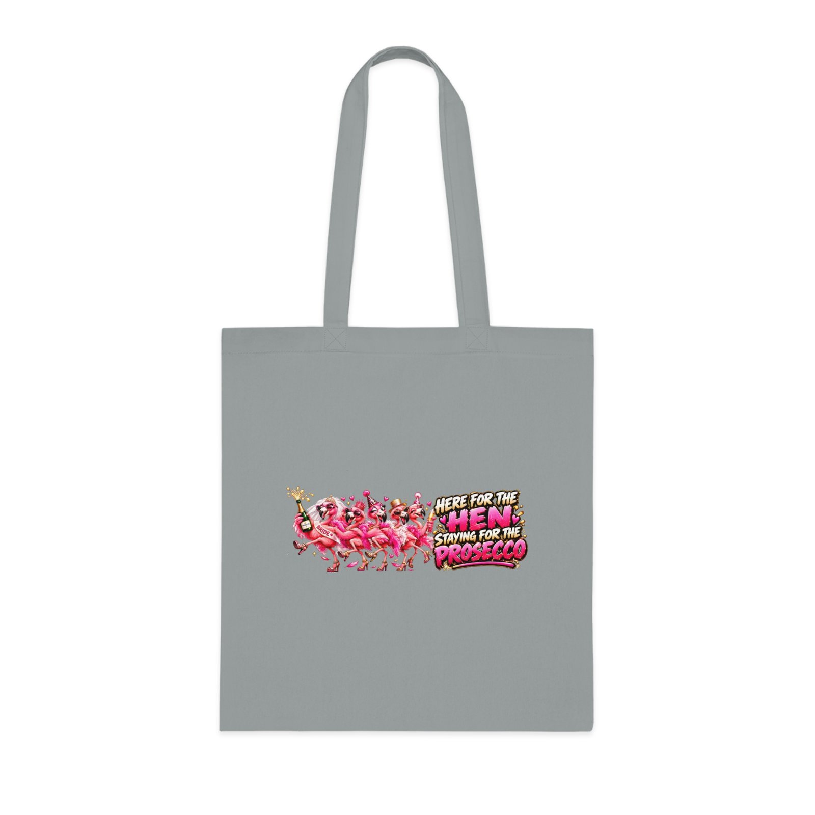 Here For The Hen Staying For The Prosecco Tote Bag, Bridesmaid Bag, Hen Party Bags, Hen Do Gift, Flamingo Tote - Image 2