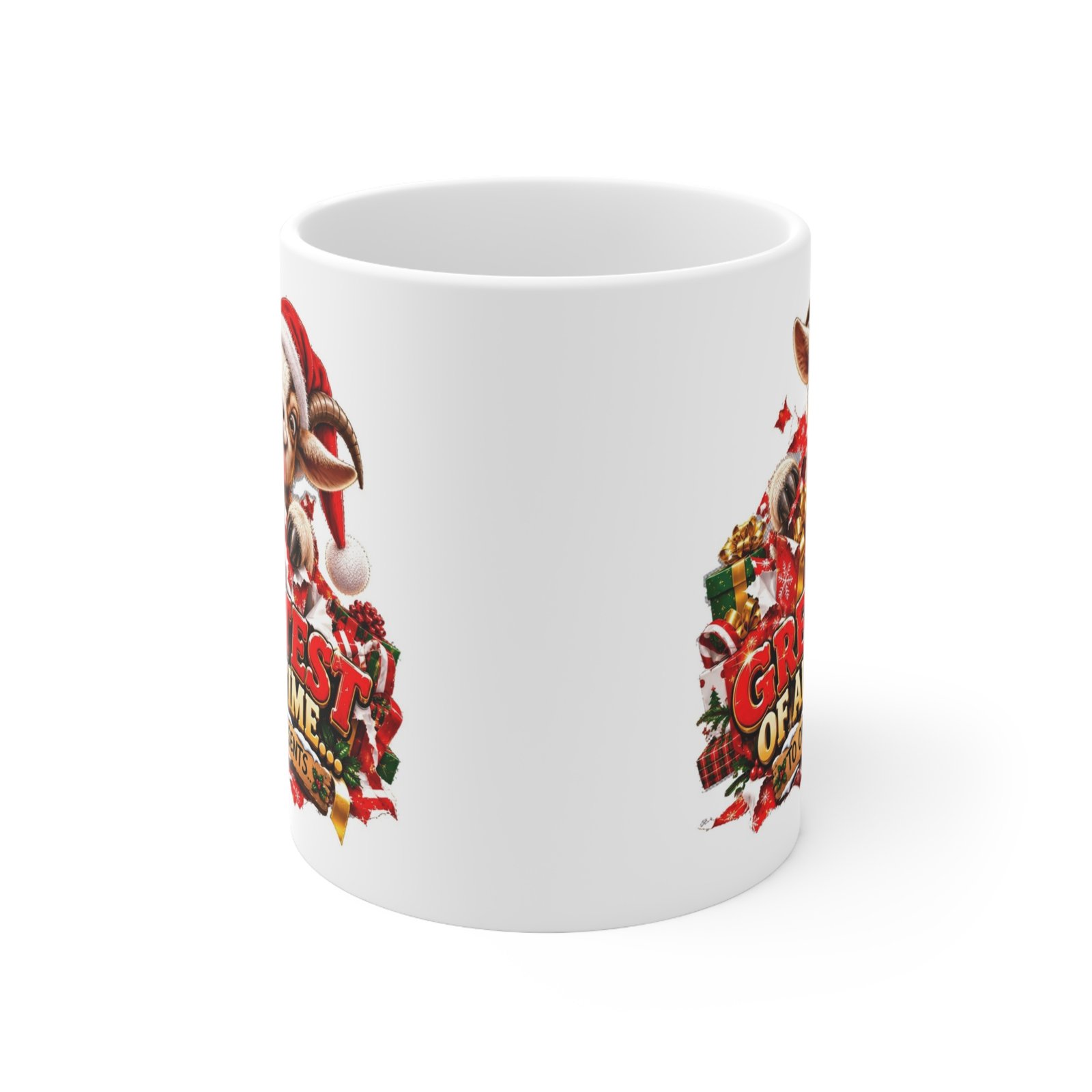 GOAT Greatest Of All Time To Open Presents Mug, Funny Goat Christmas Mug, Goat Lover Gift, Xmas Coffee Mug, Secret Santa Gift 11oz - Image 2