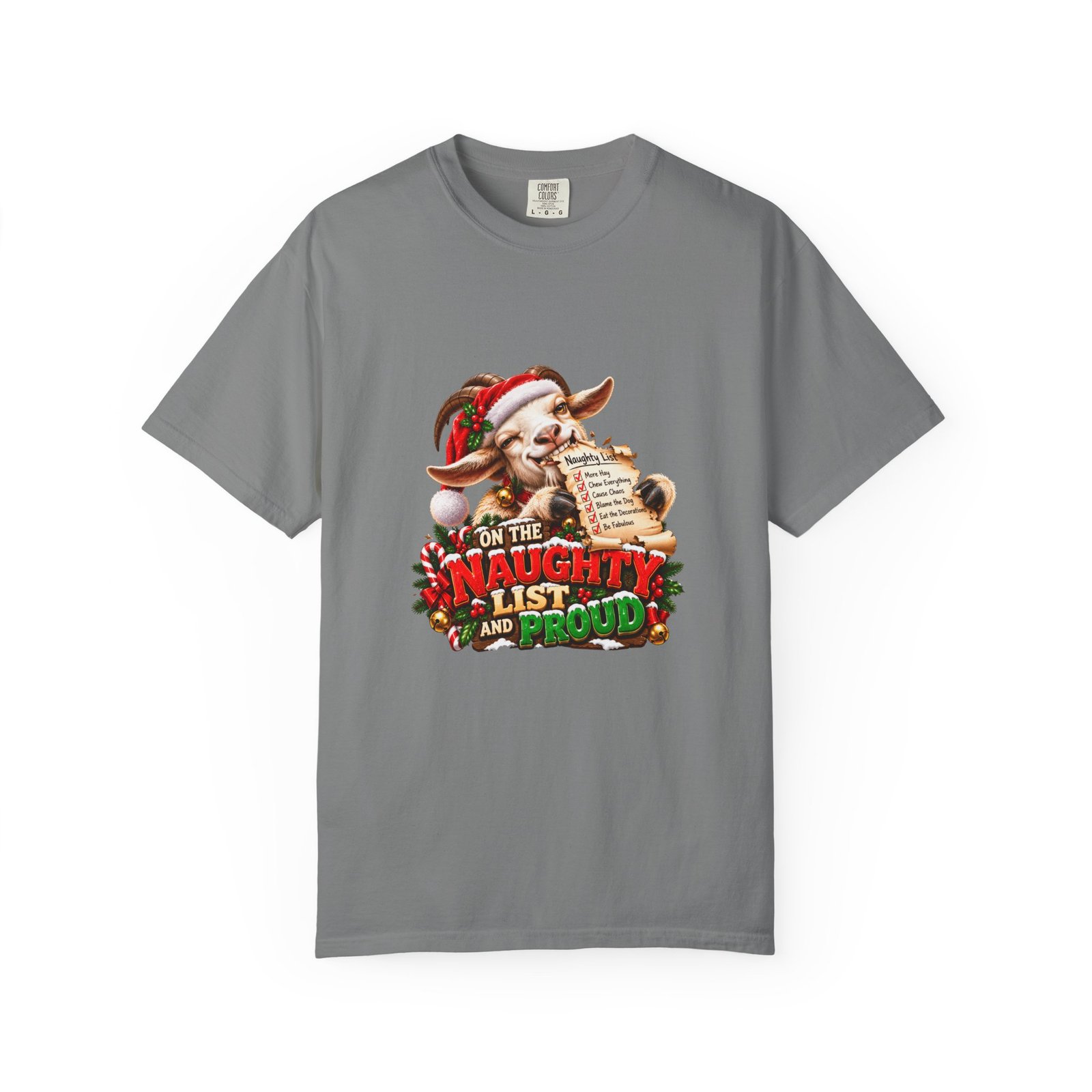 On The Naughty List And Proud T-Shirt, Funny Goat Christmas Shirt, Goat Lover Gift, Xmas Tee, Christmas Jumper Alternative - Image 6