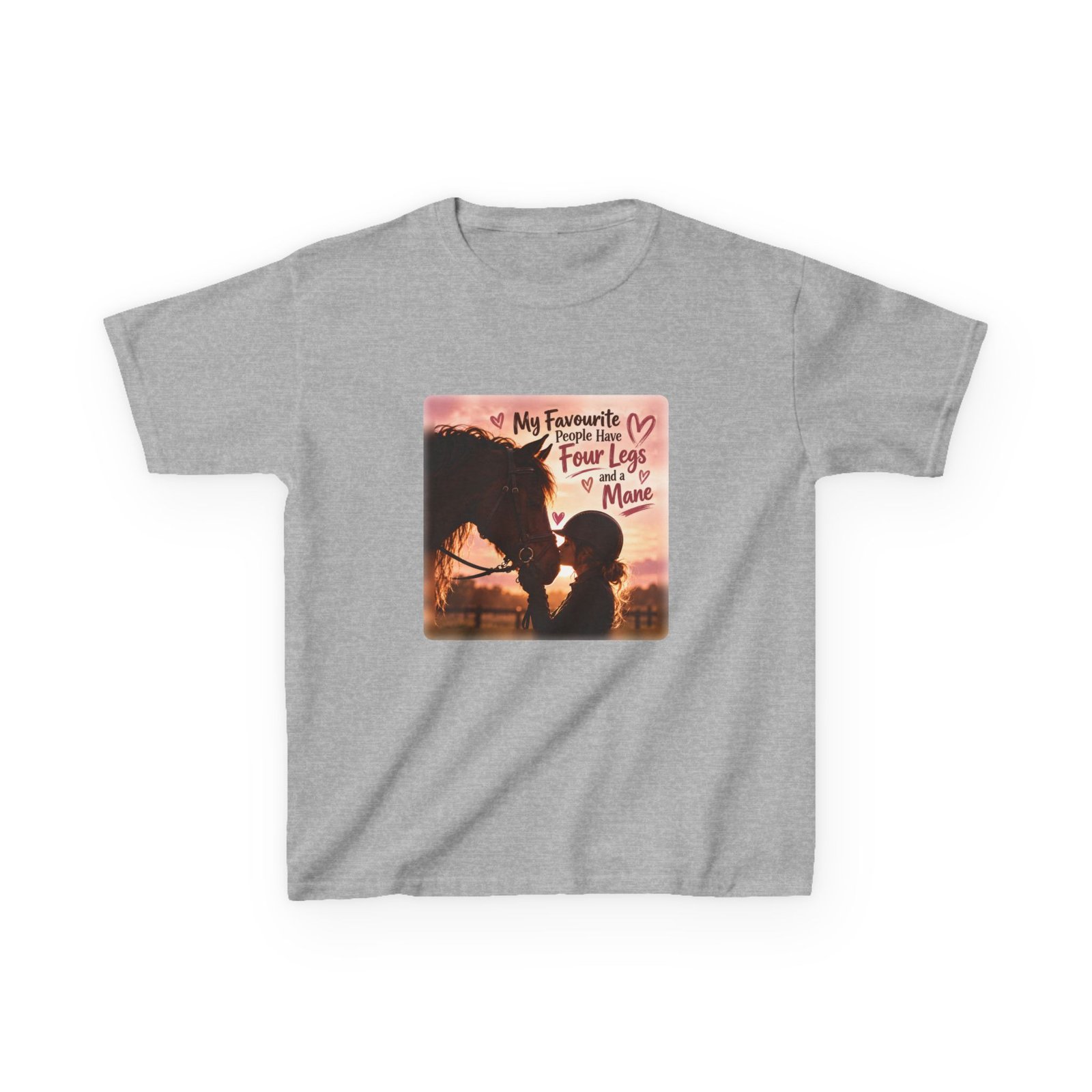Kids My Favourite People Have Four Legs and a Mane T-Shirt, Pony Club Gift, Horse Girl Tee, Children's Equestrian Top - Image 2