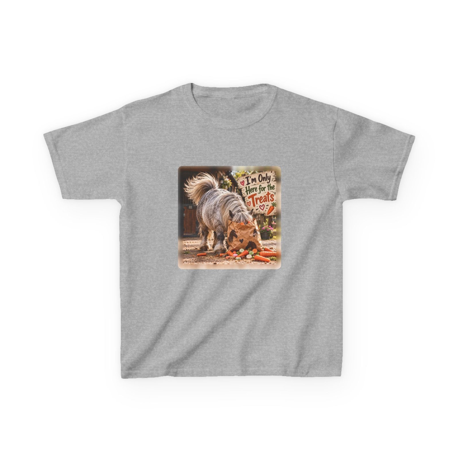 Kids I'm Only Here for the Treats T-Shirt, Funny Pony Club Gift, Horse Girl Tee, Children's Equestrian Shirt, Shetland Pony - Image 2
