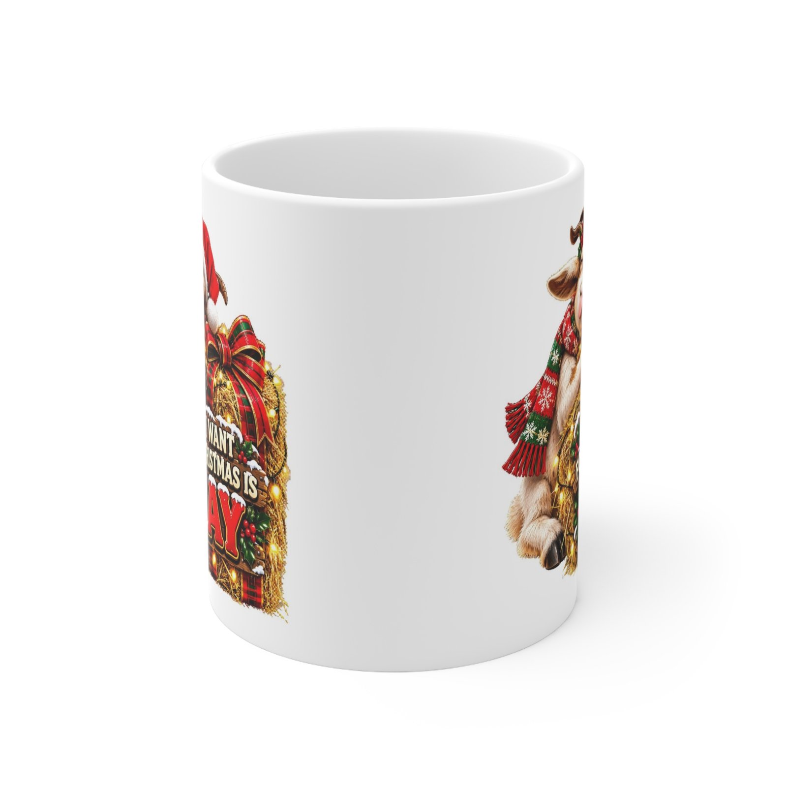 All I Want for Christmas Is Hay Mug, Funny Goat Christmas Mug, Goat Lover Gift, Xmas Coffee Mug, Secret Santa Gift 11oz - Image 2