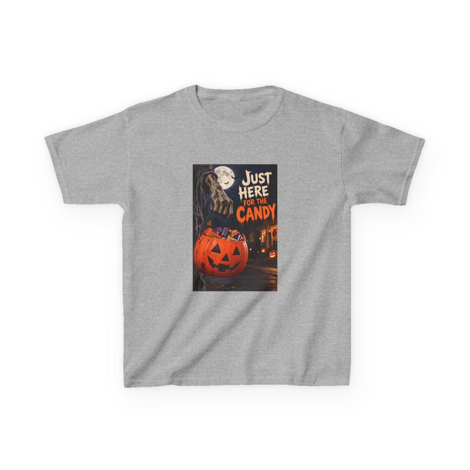 Kids Just Here for the Candy T-Shirt, Trick or Treat Shirt, Kids Halloween Tee, Pumpkin Candy Bucket Top, Spooky Season - Image 2