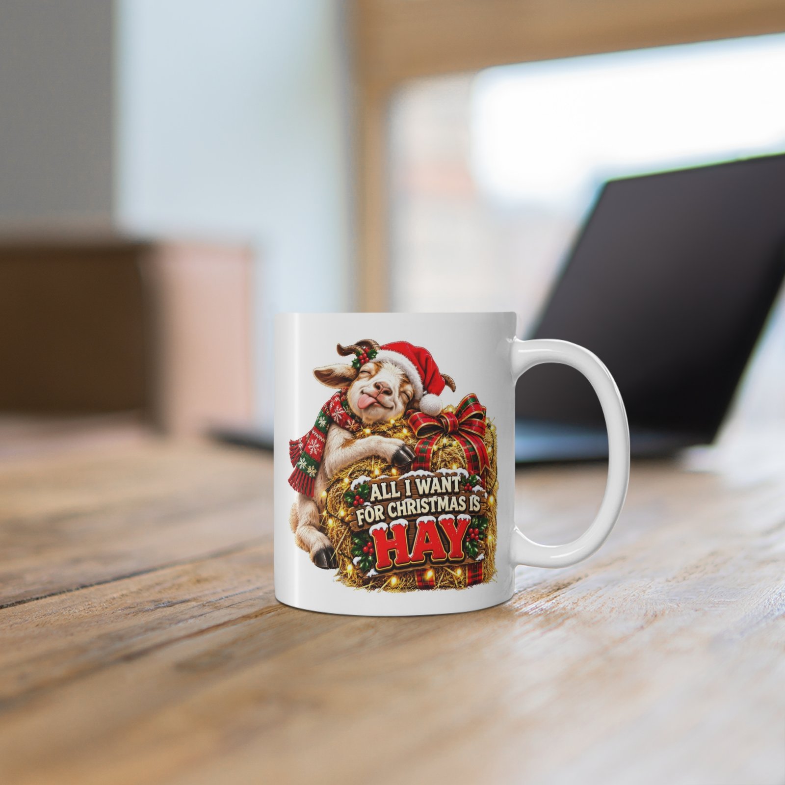 All I Want for Christmas Is Hay Mug, Funny Goat Christmas Mug, Goat Lover Gift, Xmas Coffee Mug, Secret Santa Gift 11oz - Image 6