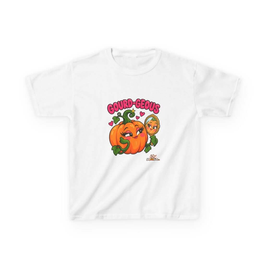Gourd-geous Kids Halloween T-Shirt, Cute Pumpkin Kids Tee, Autumn Pumpkin Pun Top, Childrens Halloween Outfit
