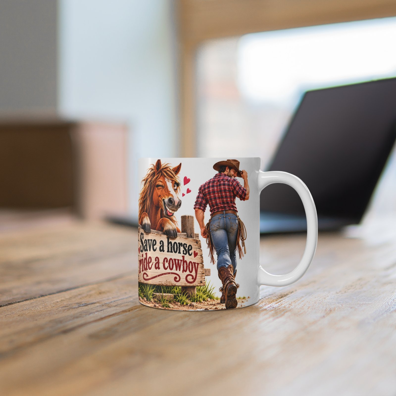 Save a Horse Ride a Cowboy Mug, Funny Rude Horse Coffee Mug, Cheeky Cowgirl Gift, Equestrian Gift for Her, Horse Lover Mug 11oz - Image 6