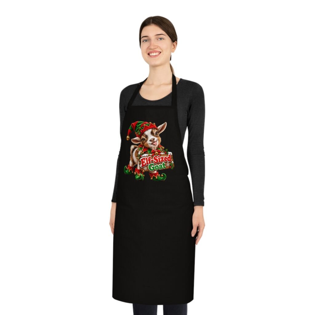 Elf-Sized Goat Christmas Apron, Funny Goat Kitchen Apron, Festive Cooking Apron, Goat Lover Gift, Christmas Baking Gift, Secret Santa