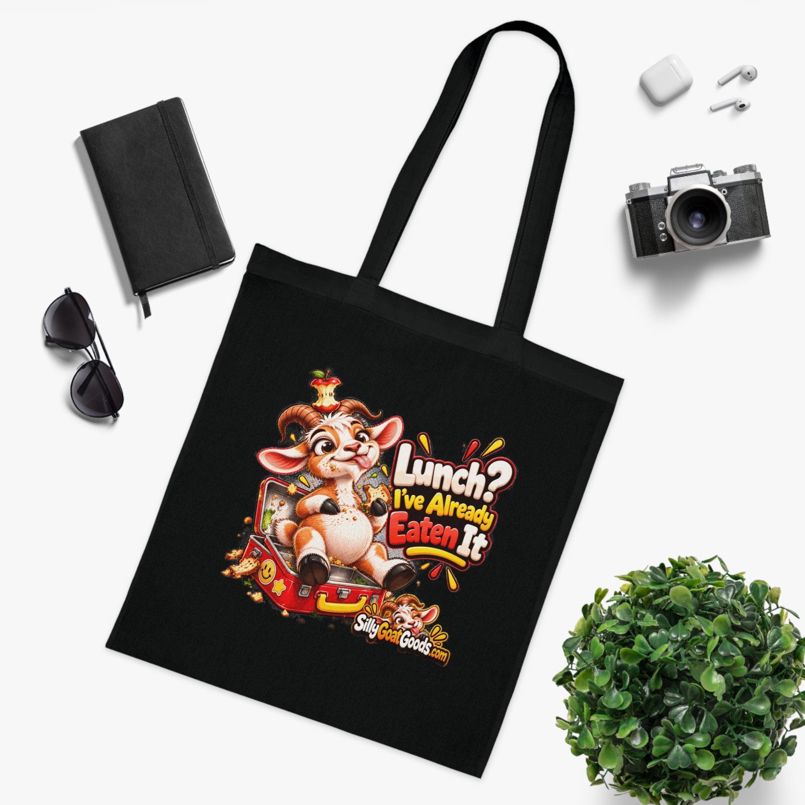 Lunch, I've Already Eaten It Tote Bag, Funny Goat Cotton Shopping Bag, Snack Lover Gift, Gift for Her - Image 9