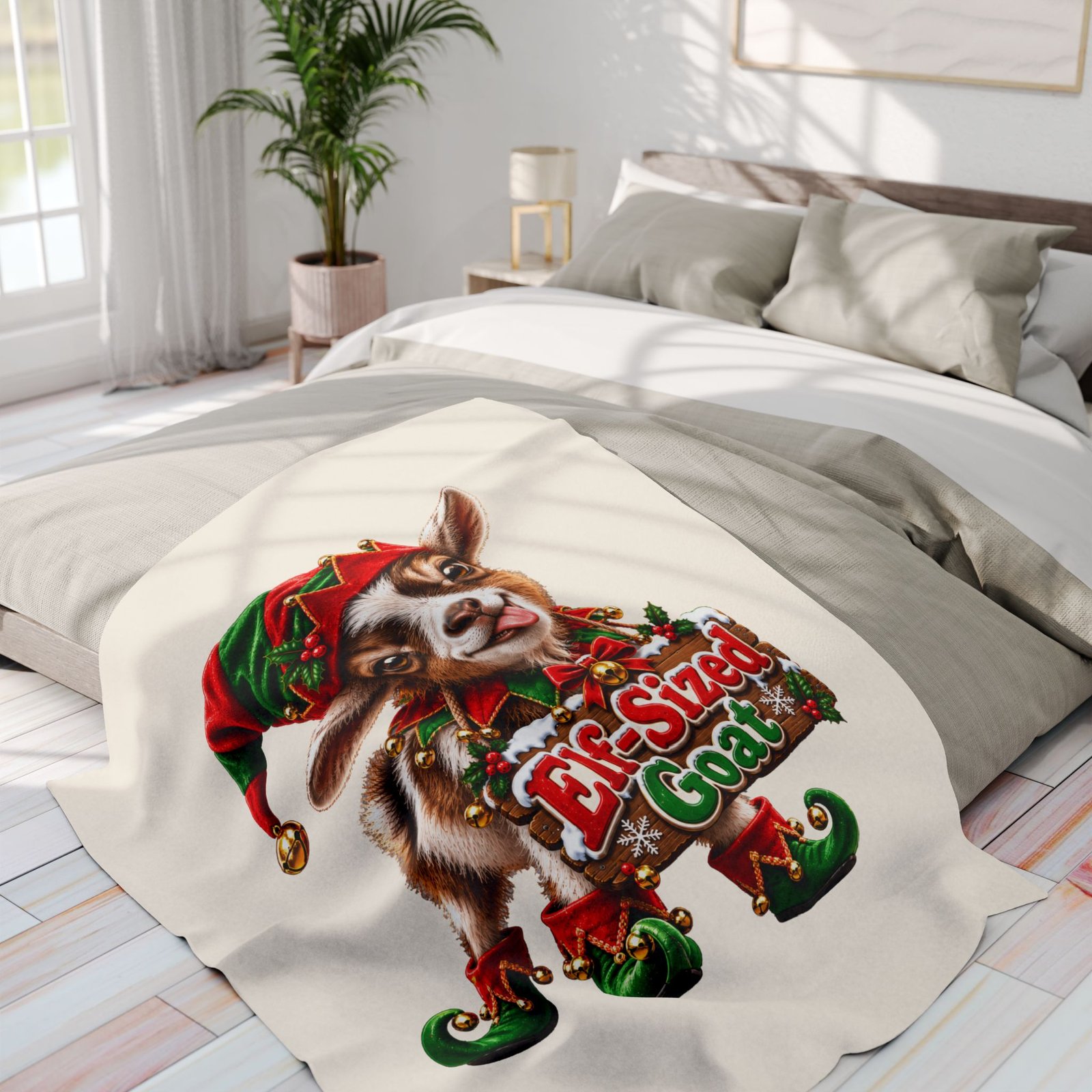 Elf-Sized Goat Christmas Blanket, Funny Goat Fleece Throw, Festive Sofa Blanket, Christmas Gift, Goat Lover Gift - Image 12
