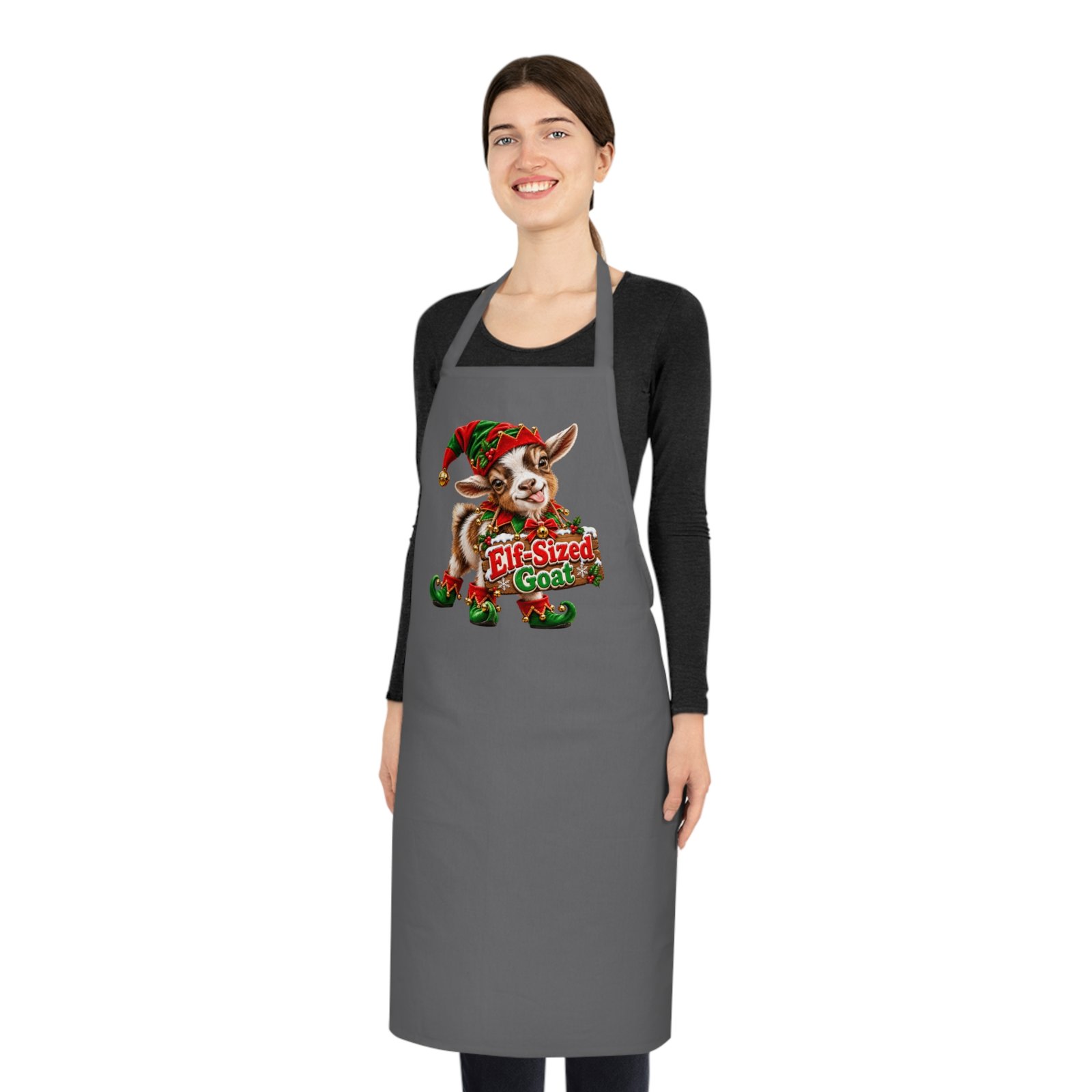 Elf-Sized Goat Christmas Apron, Funny Goat Kitchen Apron, Festive Cooking Apron, Goat Lover Gift, Christmas Baking Gift, Secret Santa - Image 3