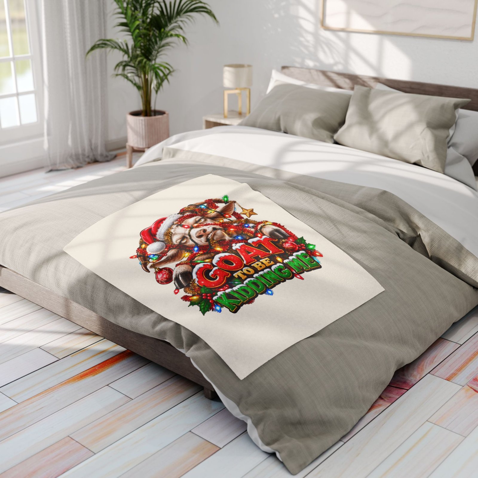 Goat To Be Kidding Me Christmas Blanket, Funny Goat Fleece Throw, Festive Sofa Blanket, Christmas Gift, Goat Lover Gift - Image 6