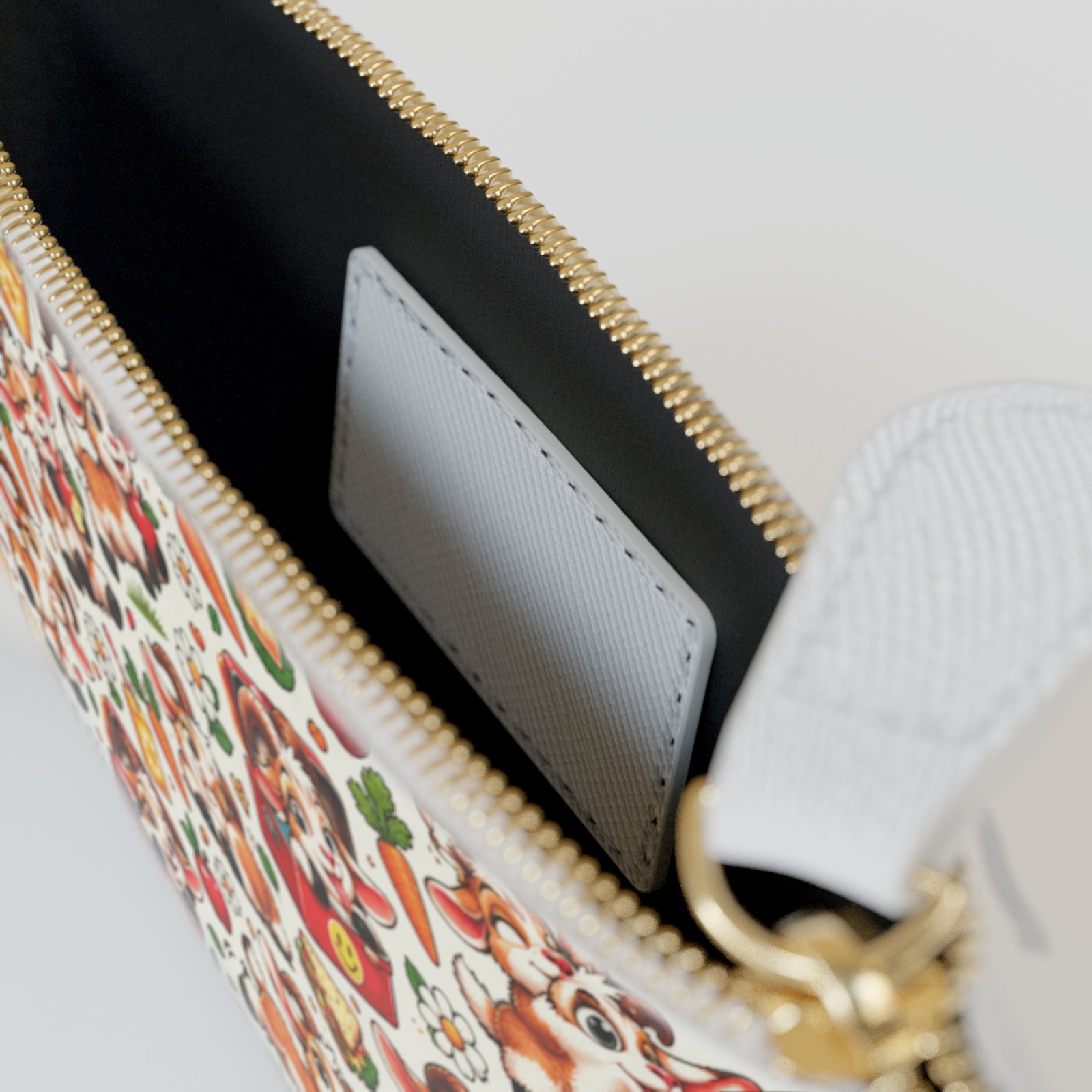 Goat Lunch Pattern Mini Clutch Bag, Funny Goat Zip Purse Makeup Bag, Snack Lover Gift, Gift for Her - Image 3