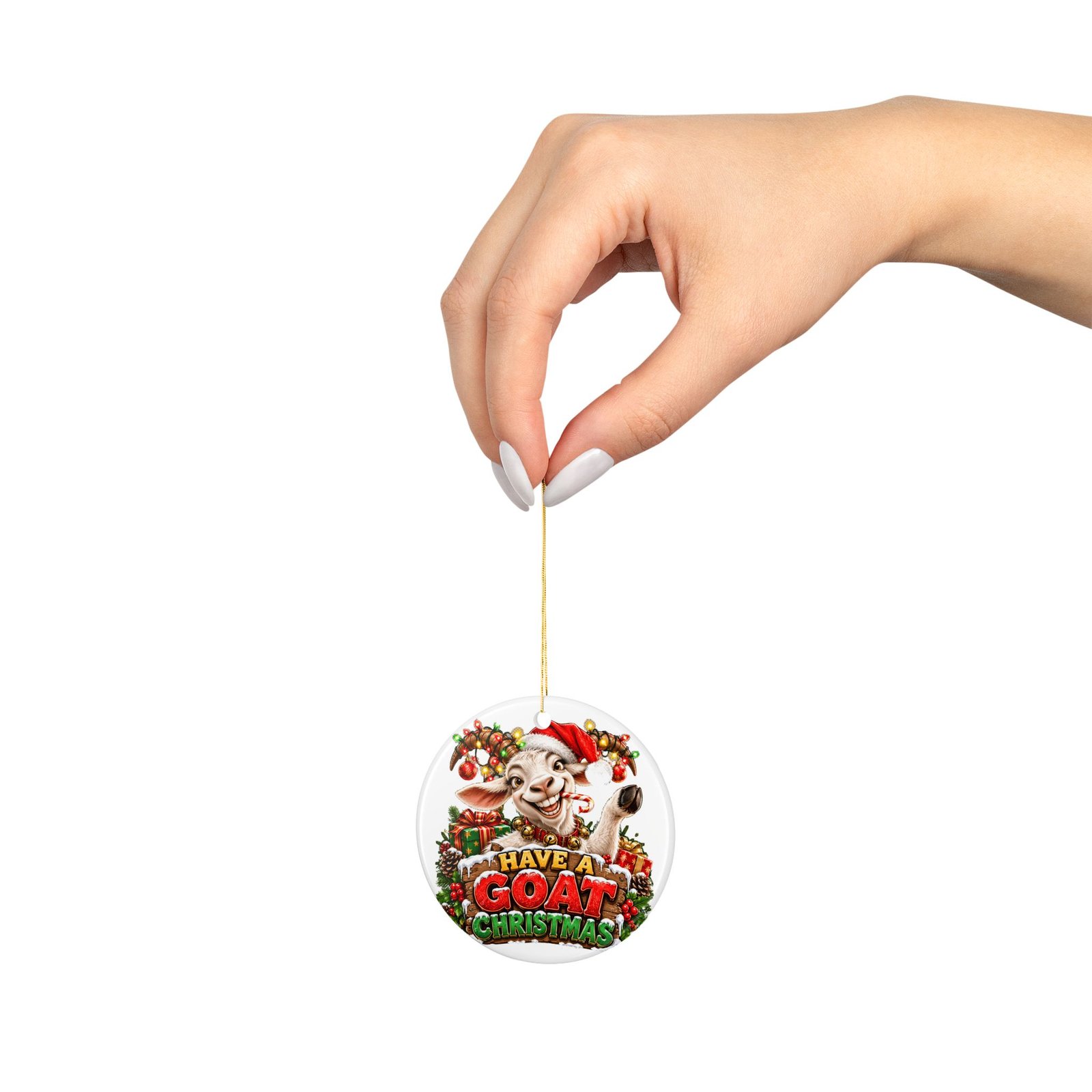 Have A Goat Christmas Ornament, Funny Goat Christmas Bauble, Ceramic Tree Decoration, Goat Lover Gift, Secret Santa Stocking Filler - Image 3