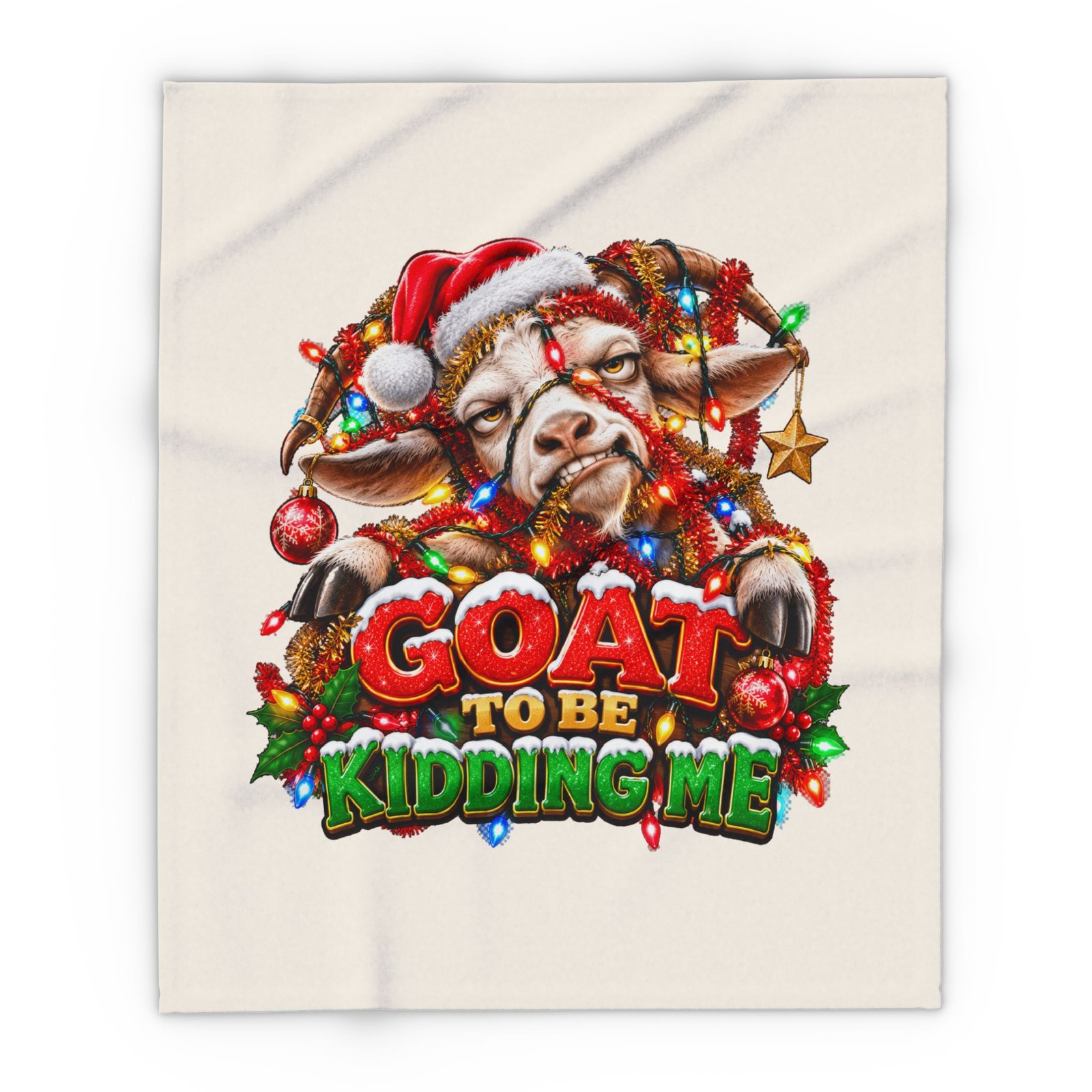 Goat To Be Kidding Me Christmas Blanket, Funny Goat Fleece Throw, Festive Sofa Blanket, Christmas Gift, Goat Lover Gift - Image 7