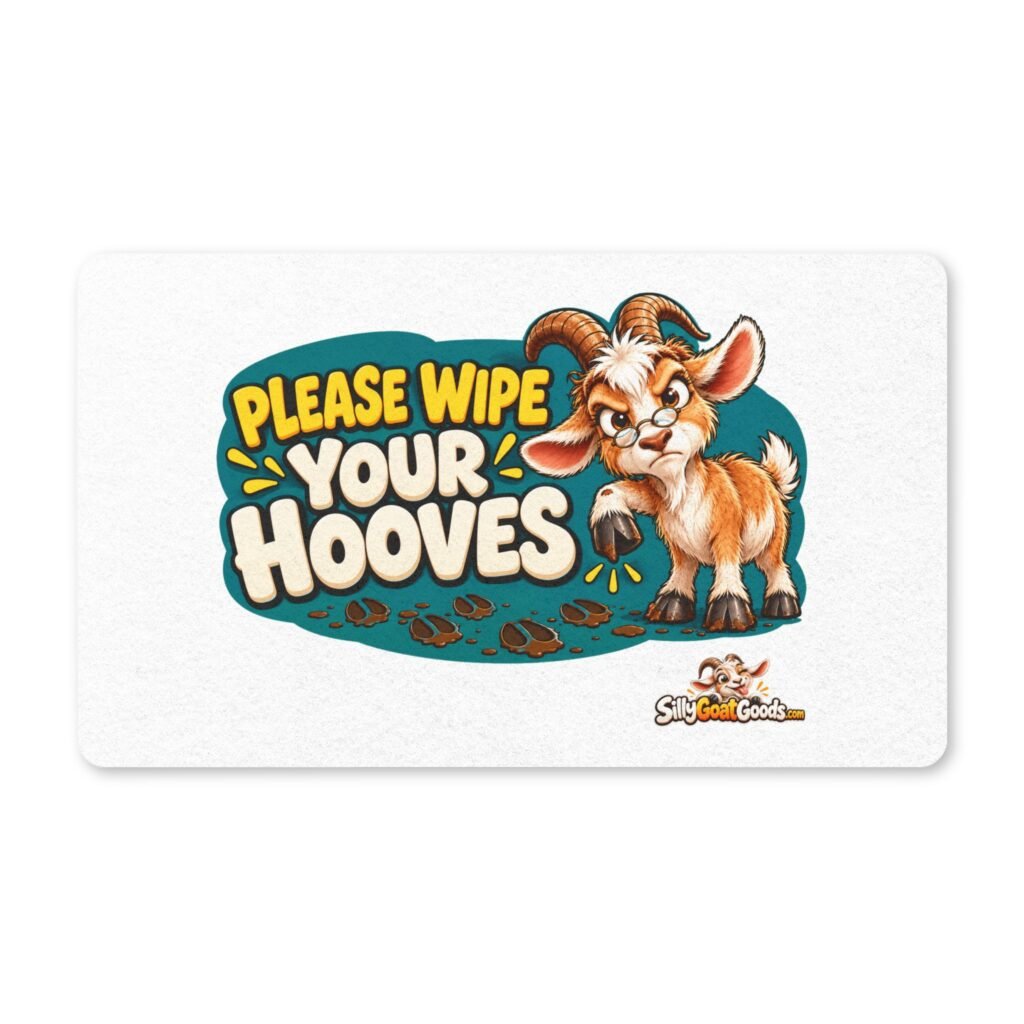 Please Wipe Your Hooves Funny Goat Doormat, Farmhouse Welcome Mat, Goat Lover Gift, Muddy Boots Door Mat, Smallholder Gift