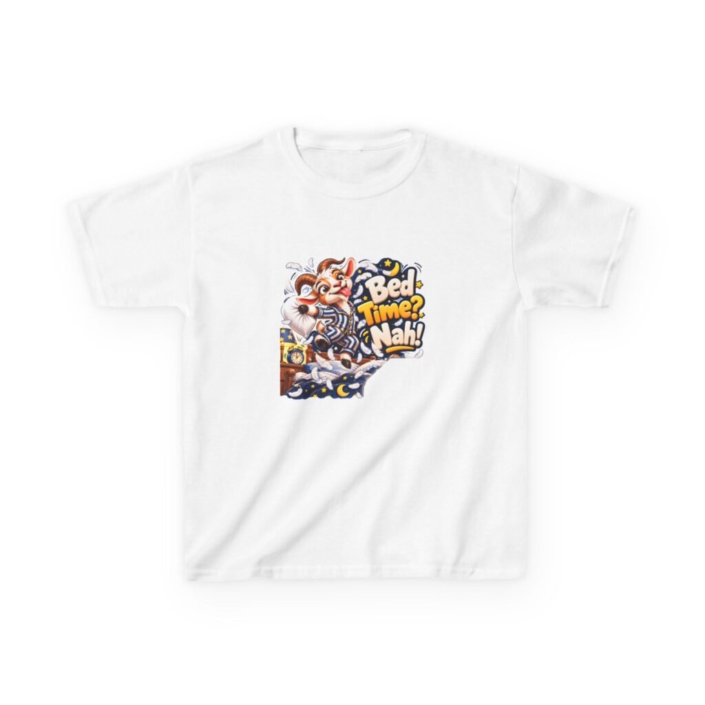 Bed Time Nah Kids T-Shirt, Funny Goat Kids Tee, Cheeky Children's Shirt, Kids Birthday Gift, Girls Boys Funny Tee