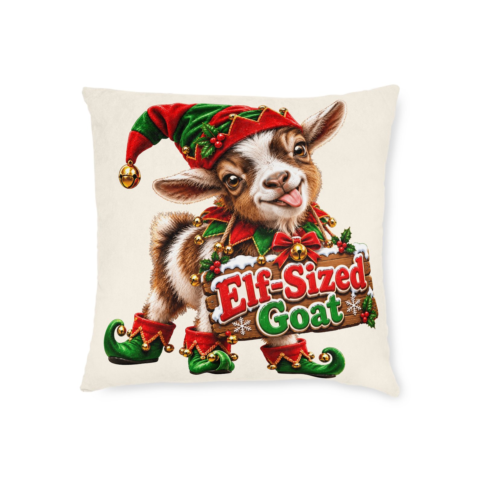 Elf-Sized Goat Christmas Cushion, Funny Goat Throw Pillow, Festive Home Decor, Christmas Gift, Goat Lover Gift - Image 3