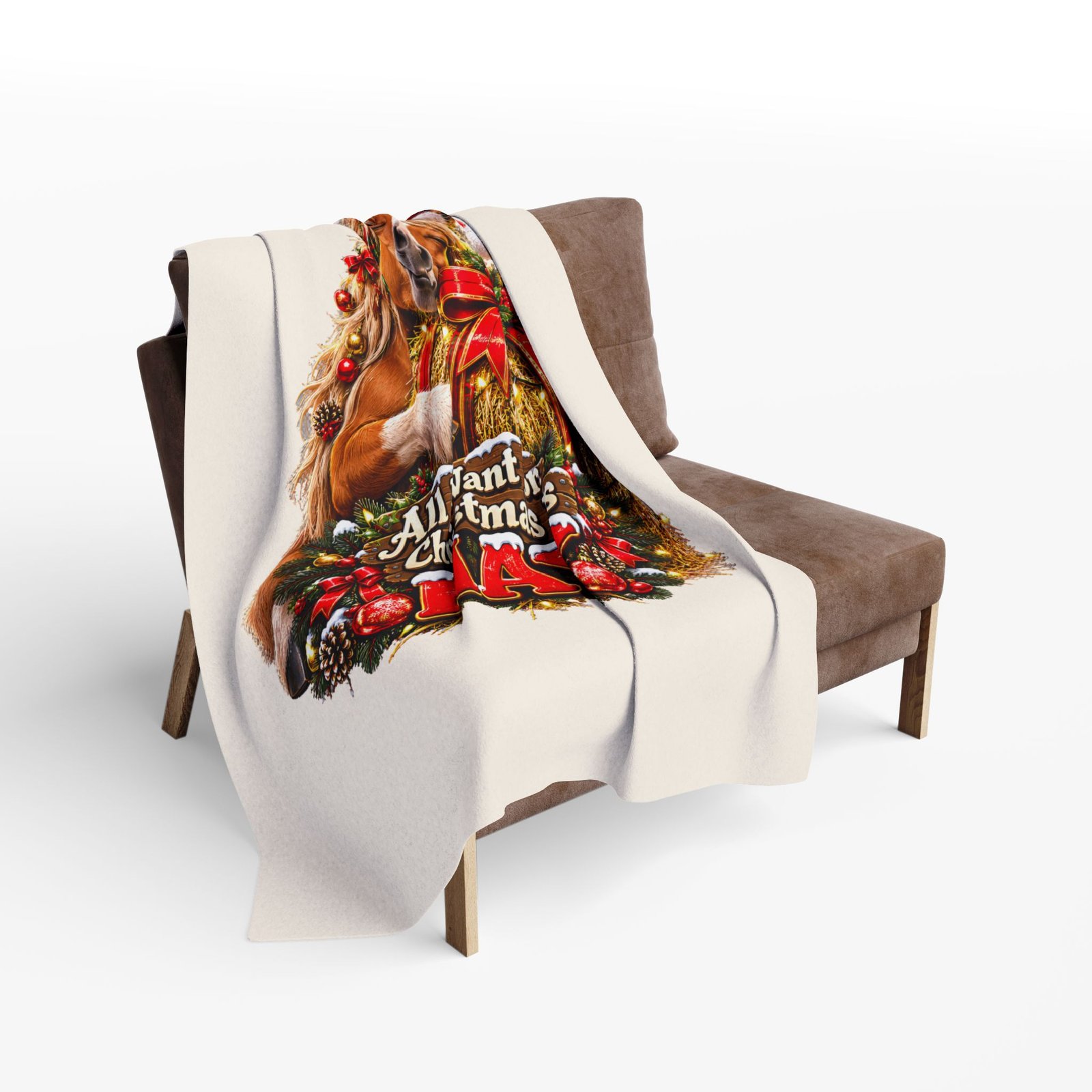 All I Want For Christmas Is Hay Horse Blanket, Funny Horse Fleece Throw, Festive Sofa Blanket, Christmas Gift, Horse Lover Gift - Image 10
