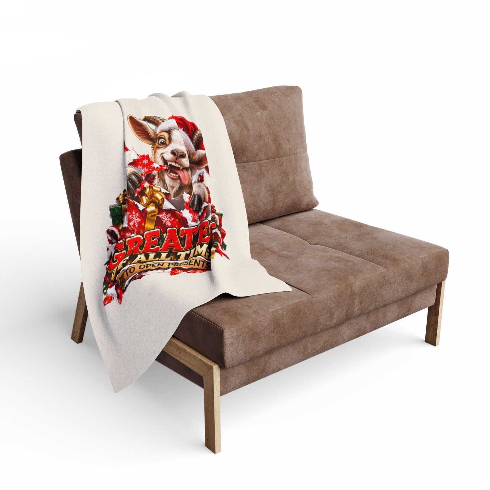 GOAT Greatest Of All Time To Open Presents Christmas Blanket, Funny Goat Fleece Throw, Festive Sofa Blanket, Christmas Gift, Goat Lover Gift - Image 4