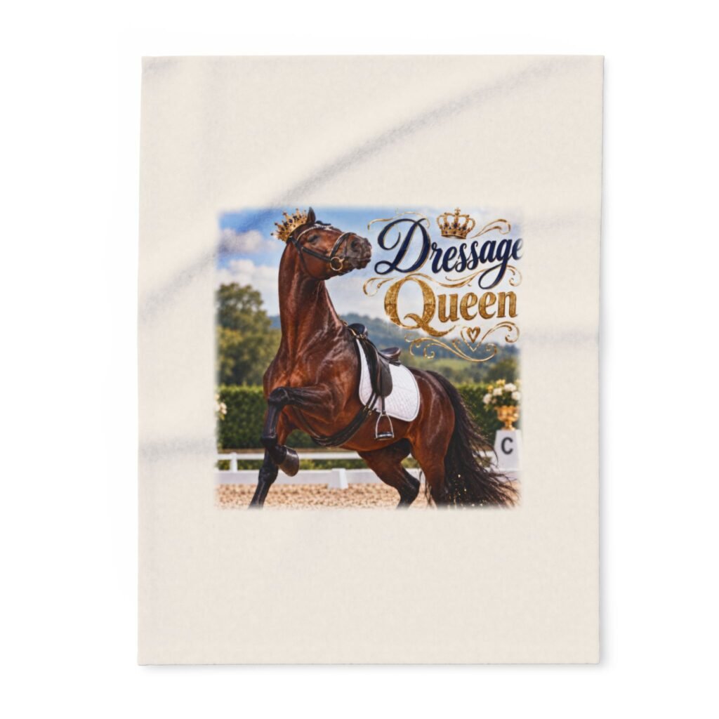 Dressage Queen Blanket, Horse Lover Gift, Fleece Throw Blanket, Equestrian Gift, Pony Mum Gift, Cosy Horse Throw