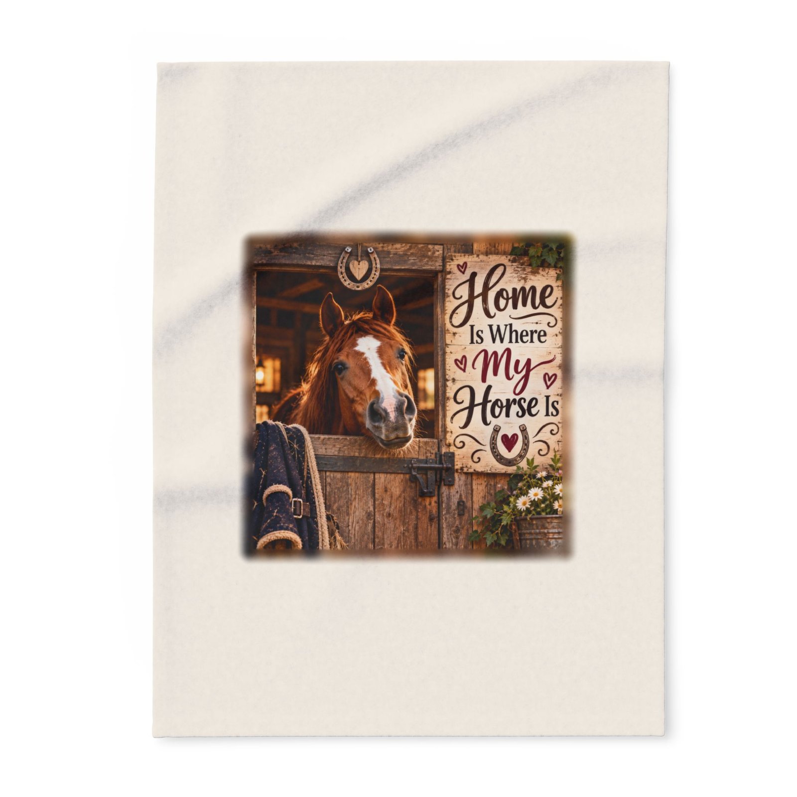Home Is Where My Horse Is Blanket, Horse Lover Gift, Fleece Throw Blanket, Equestrian Gift, Pony Mum Gift, Cosy Horse Throw
