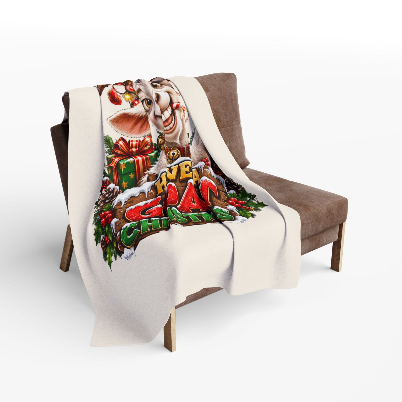 Have A Goat Christmas Blanket, Funny Goat Fleece Throw, Festive Sofa Blanket, Christmas Gift, Goat Lover Gift - Image 10