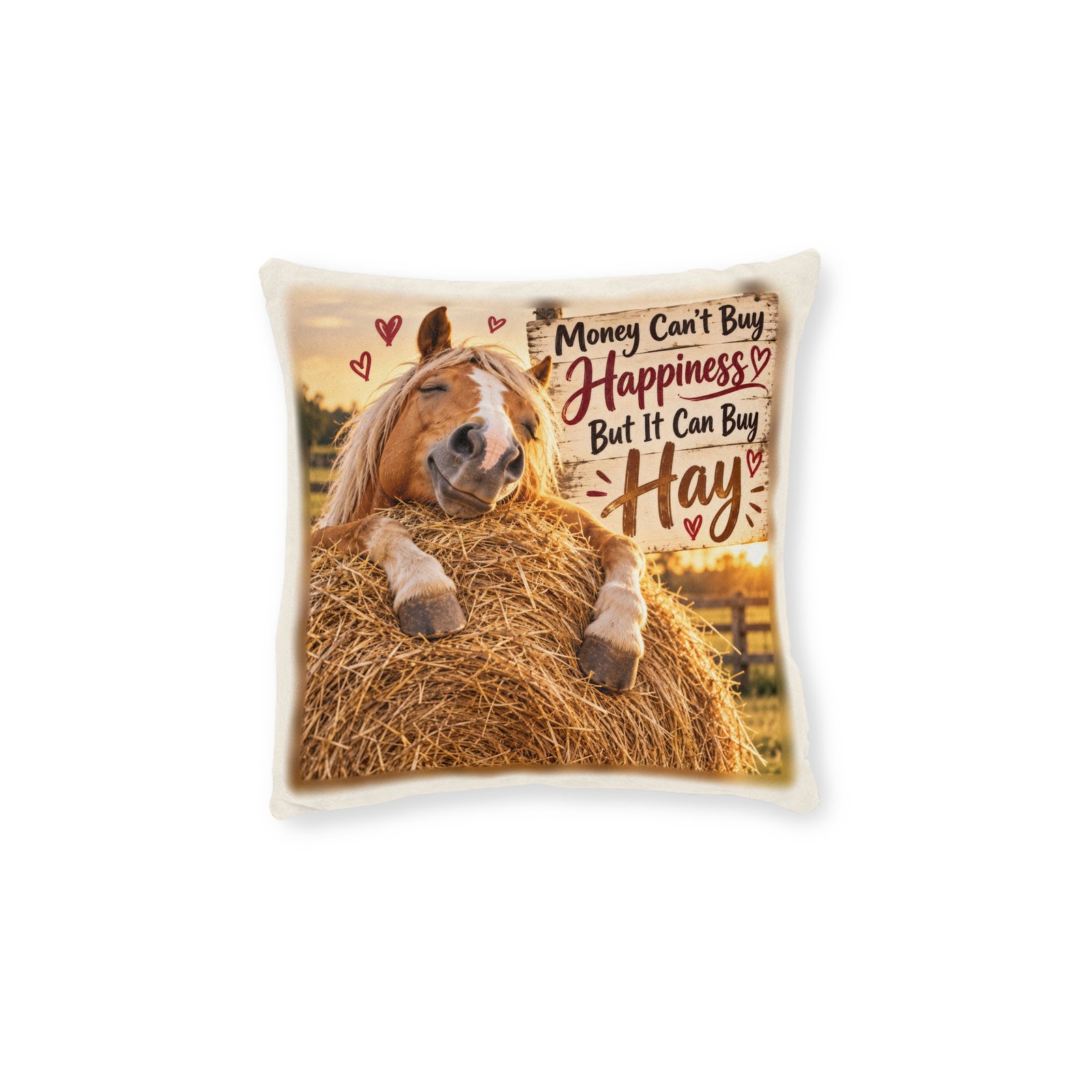 Money Can't Buy Happiness But It Can Buy Hay Cushion, Horse Lover Gift, Equestrian Throw Pillow, Pony Mum Gift, Horse Decor