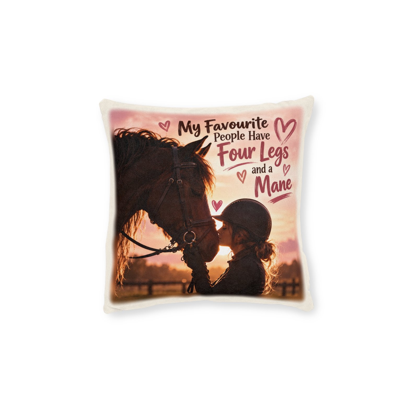 My Favourite People Have Four Legs and a Mane Cushion, Horse Lover Gift, Equestrian Throw Pillow, Pony Mum Gift, Horse Decor