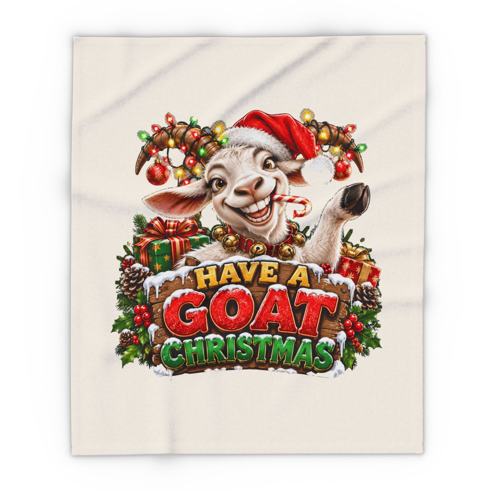 Have A Goat Christmas Blanket, Funny Goat Fleece Throw, Festive Sofa Blanket, Christmas Gift, Goat Lover Gift - Image 7