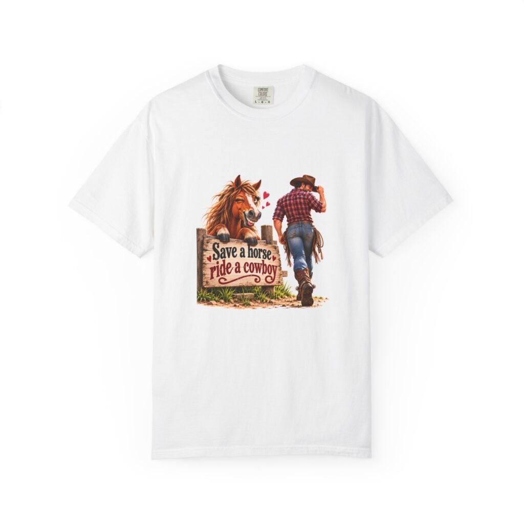 Save a Horse Ride a Cowboy T-Shirt, Funny Rude Horse Shirt, Cheeky Cowgirl Tee, Equestrian Gift for Her, Hen Party Western Shirt