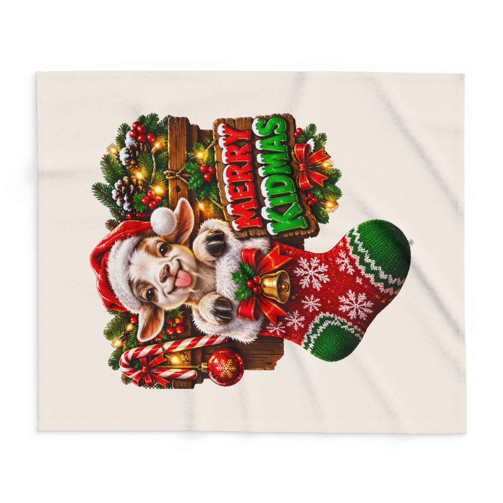 Merry Kidmas Christmas Blanket, Funny Goat Fleece Throw, Festive Sofa Blanket, Christmas Gift, Goat Lover Gift - Image 8