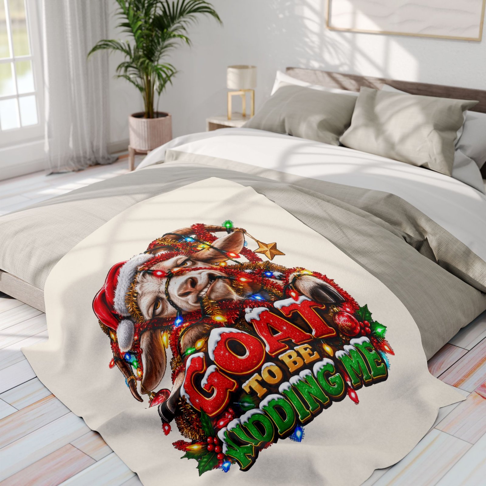 Goat To Be Kidding Me Christmas Blanket, Funny Goat Fleece Throw, Festive Sofa Blanket, Christmas Gift, Goat Lover Gift - Image 12