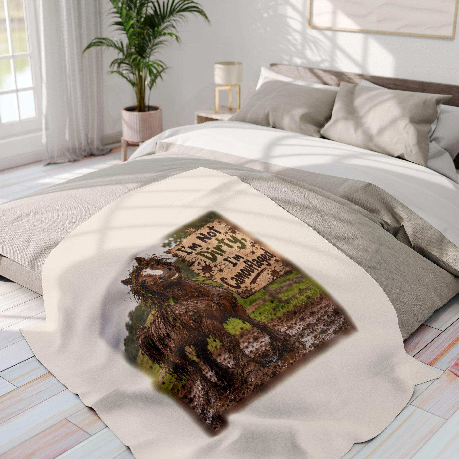 I'm Not Dirty I'm Camouflaged Blanket, Horse Lover Gift, Fleece Throw Blanket, Equestrian Gift, Pony Mum Gift, Cosy Horse Throw - Image 12