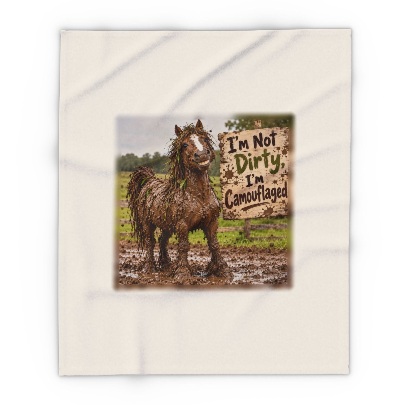 I'm Not Dirty I'm Camouflaged Blanket, Horse Lover Gift, Fleece Throw Blanket, Equestrian Gift, Pony Mum Gift, Cosy Horse Throw - Image 7