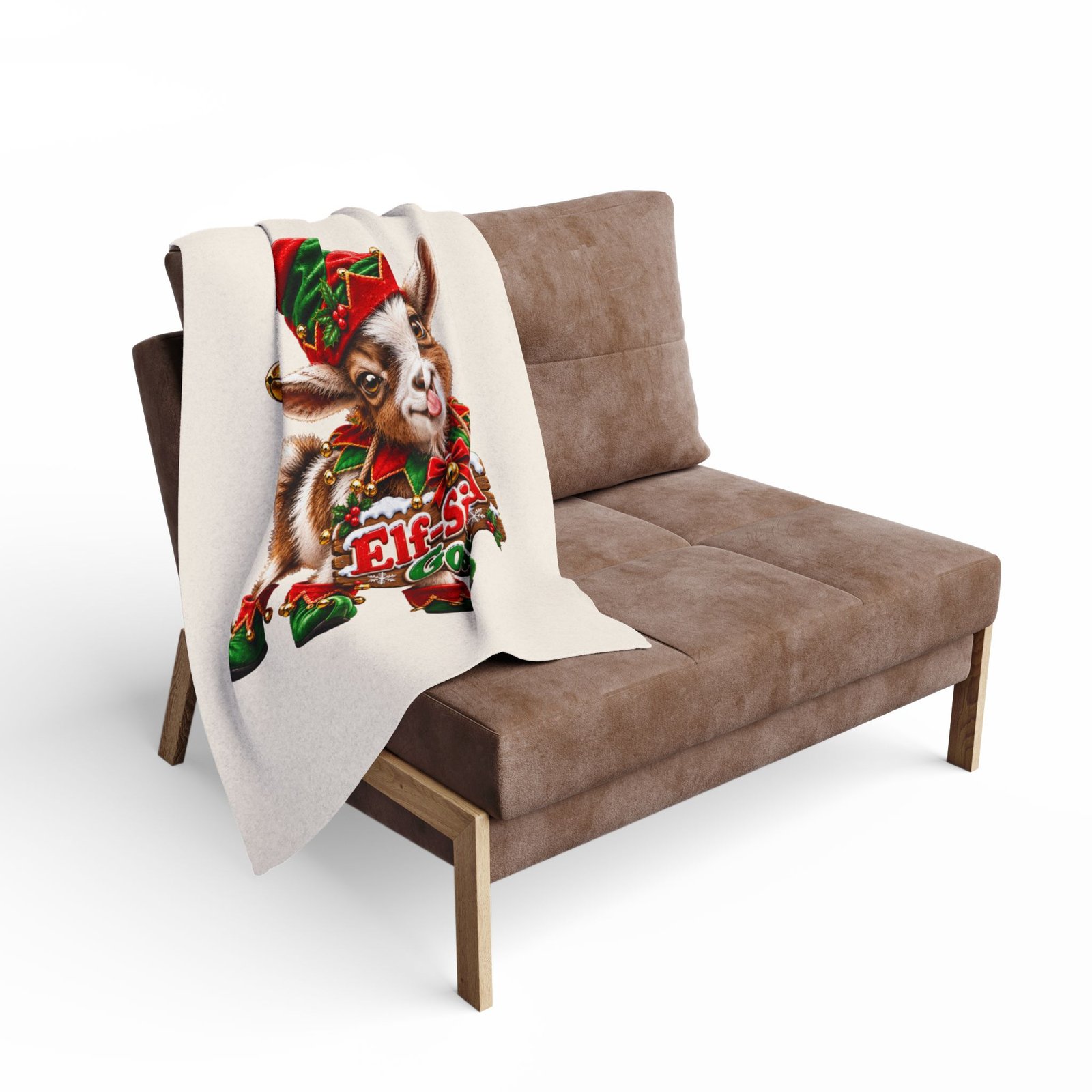 Elf-Sized Goat Christmas Blanket, Funny Goat Fleece Throw, Festive Sofa Blanket, Christmas Gift, Goat Lover Gift - Image 4