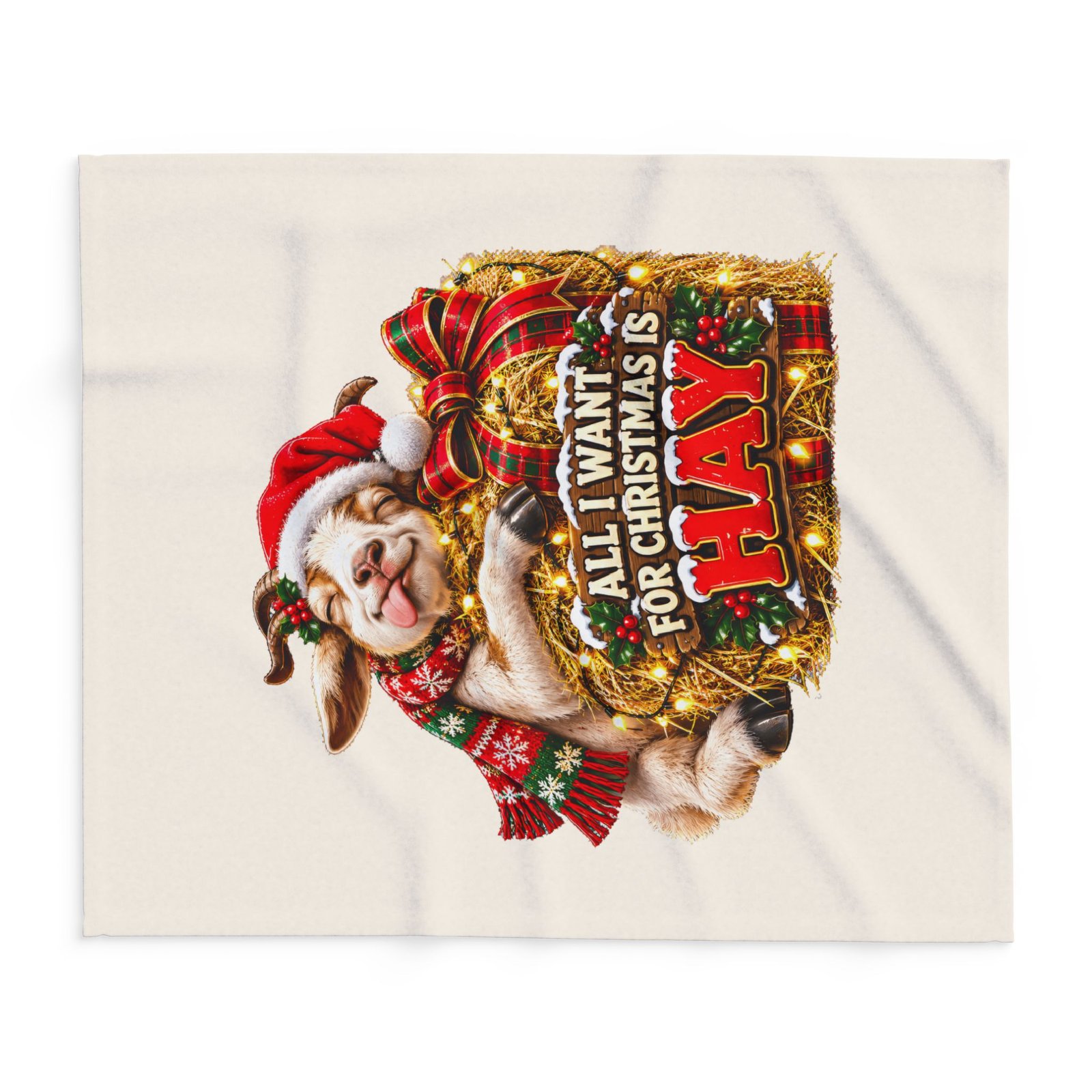 All I Want For Christmas Is Hay Goat Blanket, Funny Goat Fleece Throw, Festive Sofa Blanket, Christmas Gift, Goat Lover Gift - Image 8