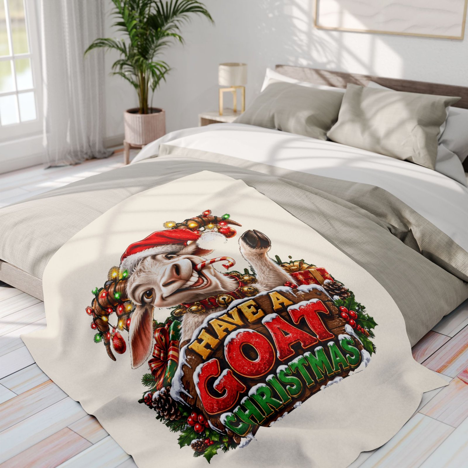Have A Goat Christmas Blanket, Funny Goat Fleece Throw, Festive Sofa Blanket, Christmas Gift, Goat Lover Gift - Image 12