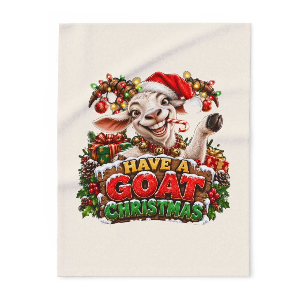 Have A Goat Christmas Blanket, Funny Goat Fleece Throw, Festive Sofa Blanket, Christmas Gift, Goat Lover Gift