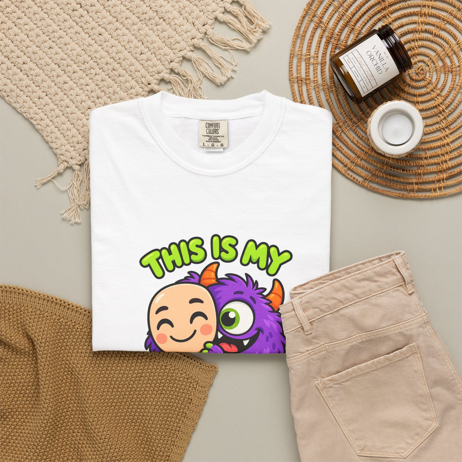 This Is My Human Costume Funny Halloween T-Shirt, Lazy Halloween Costume Tee, Cute Monster Shirt, Comfort Colors Gift - Image 4