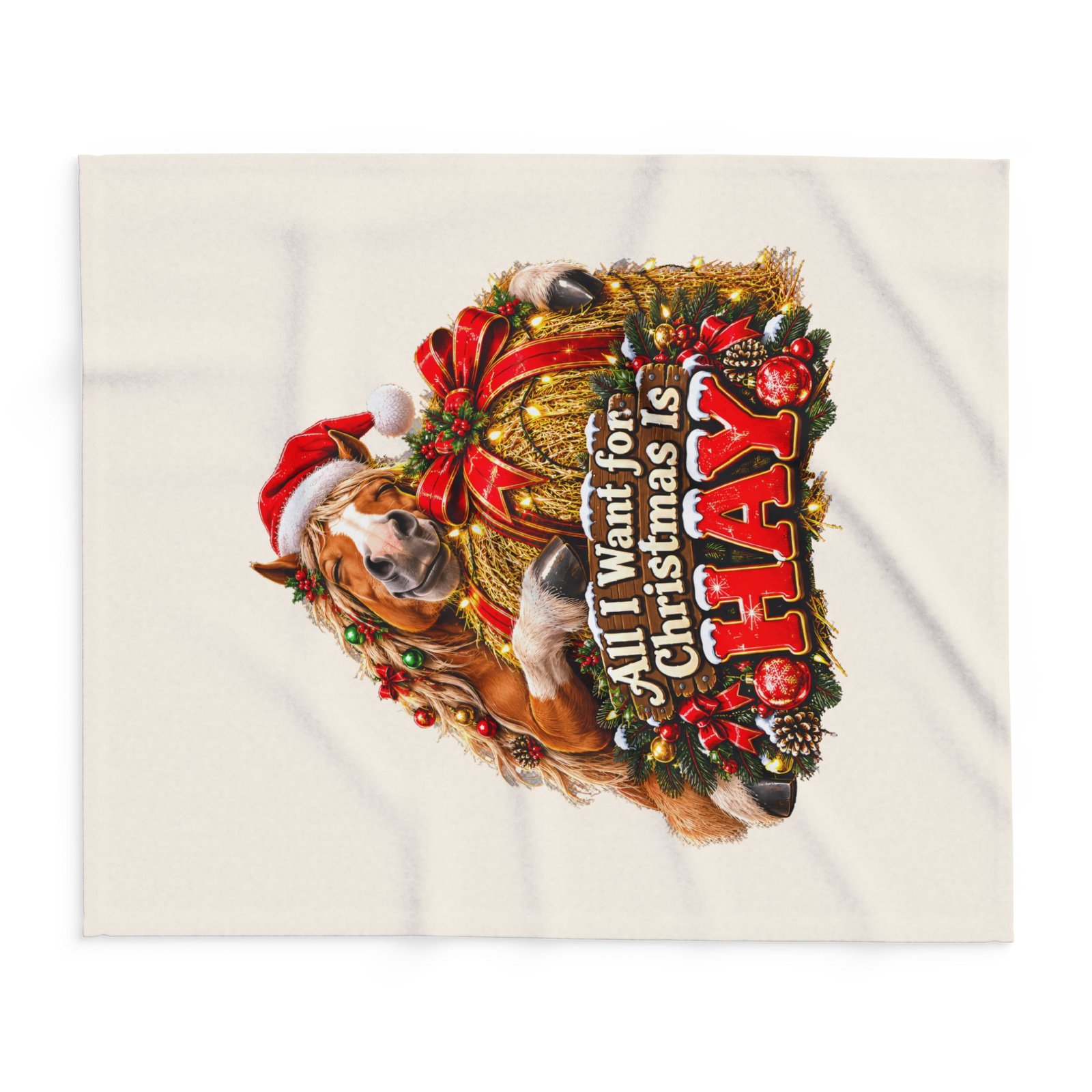 All I Want For Christmas Is Hay Horse Blanket, Funny Horse Fleece Throw, Festive Sofa Blanket, Christmas Gift, Horse Lover Gift - Image 8