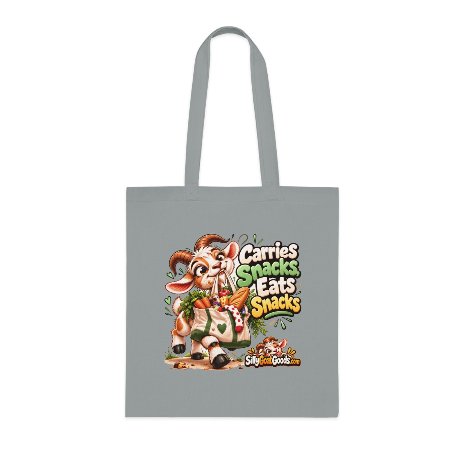 Carries Snacks, Eats Snacks Tote Bag, Funny Goat Cotton Shopping Bag, Snack Lover Gift, Gift for Her - Image 4