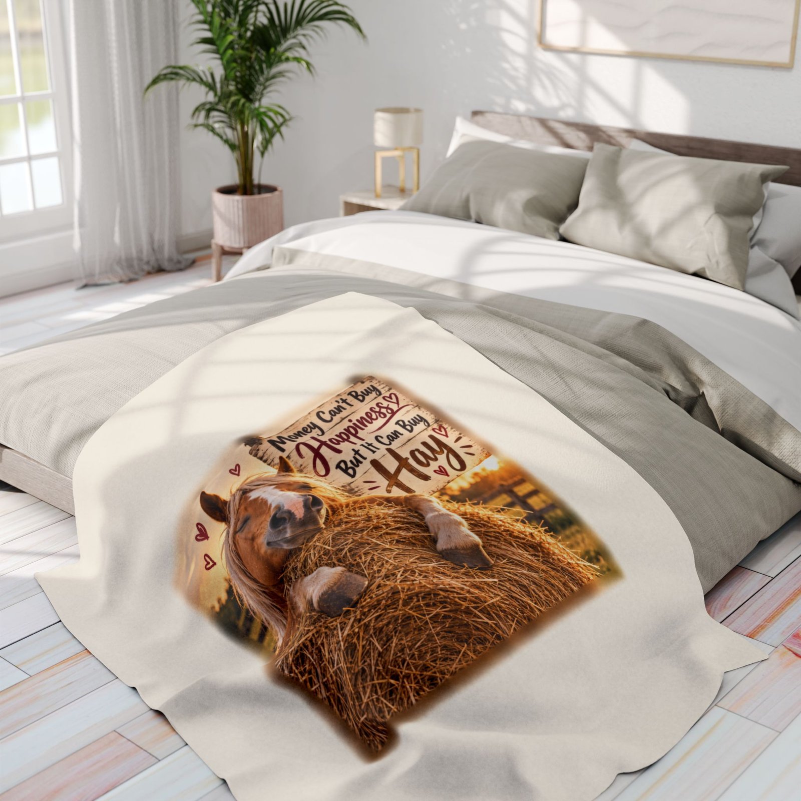 Money Can't Buy Happiness But It Can Buy Hay Blanket, Horse Lover Gift, Fleece Throw Blanket, Equestrian Gift, Pony Mum Gift - Image 12