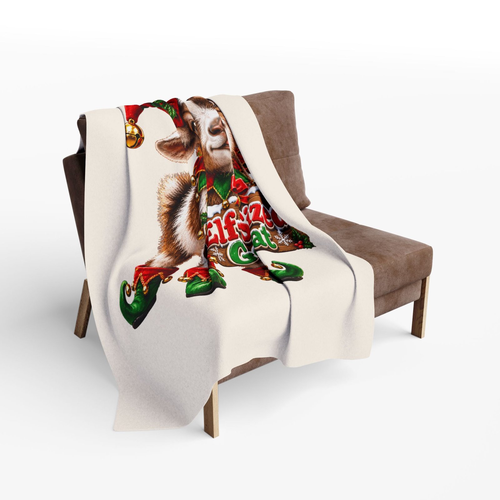 Elf-Sized Goat Christmas Blanket, Funny Goat Fleece Throw, Festive Sofa Blanket, Christmas Gift, Goat Lover Gift - Image 10
