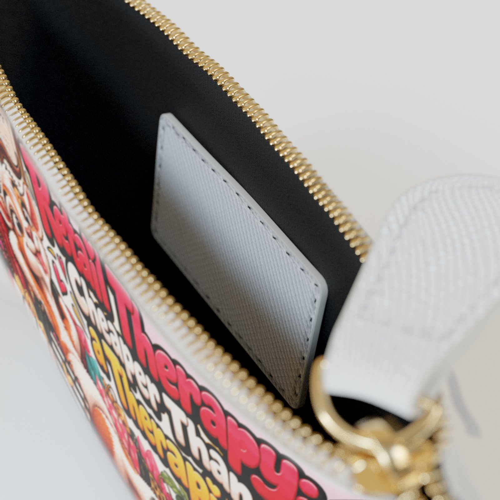 Retail Therapy: Cheaper Than a Therapist Mini Clutch Bag, Funny Goat Zip Purse Makeup Bag, Shopaholic Gift, Gift for Her - Image 3