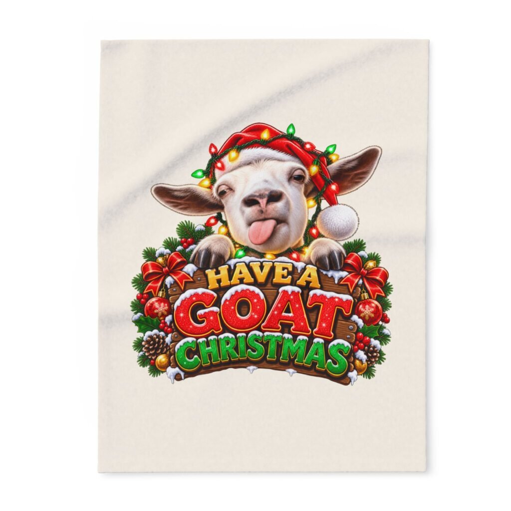 Have A Goat Christmas Cheeky Goat Blanket, Funny Goat Fleece Throw, Festive Sofa Blanket, Christmas Gift, Goat Lover Gift