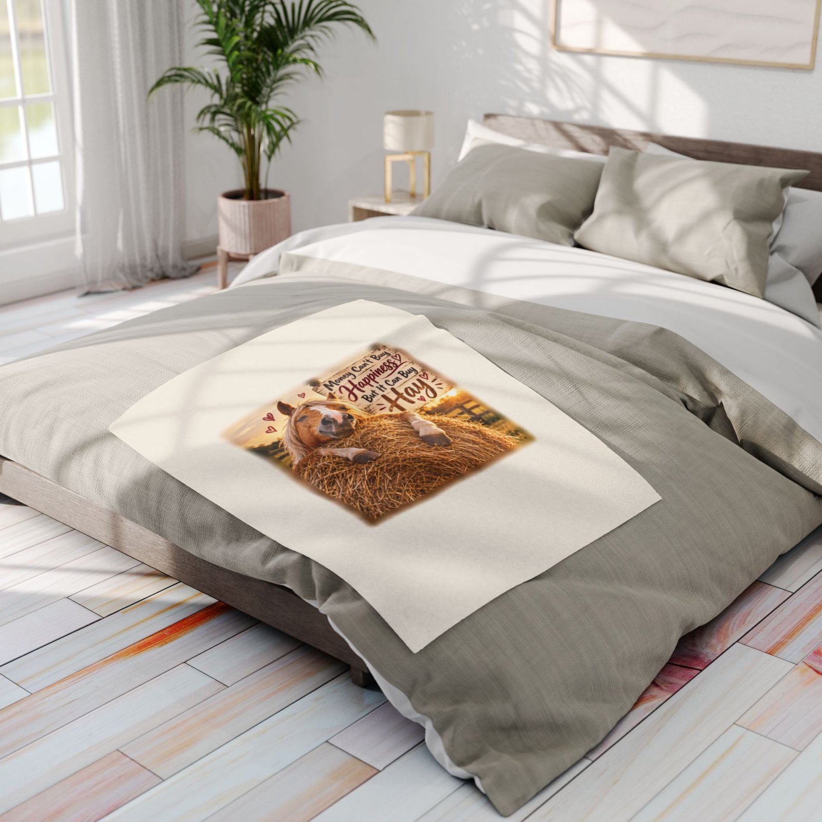 Money Can't Buy Happiness But It Can Buy Hay Blanket, Horse Lover Gift, Fleece Throw Blanket, Equestrian Gift, Pony Mum Gift - Image 6
