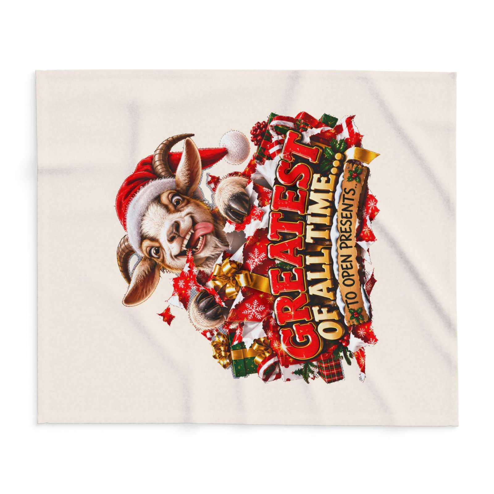 GOAT Greatest Of All Time To Open Presents Christmas Blanket, Funny Goat Fleece Throw, Festive Sofa Blanket, Christmas Gift, Goat Lover Gift - Image 8