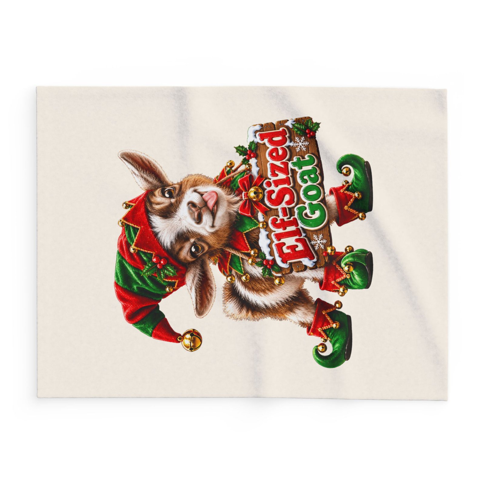 Elf-Sized Goat Christmas Blanket, Funny Goat Fleece Throw, Festive Sofa Blanket, Christmas Gift, Goat Lover Gift - Image 2